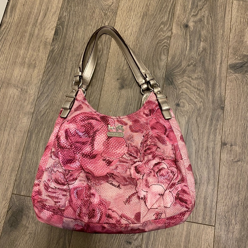 Coach Pink Floral Maggie Shoulder Bag